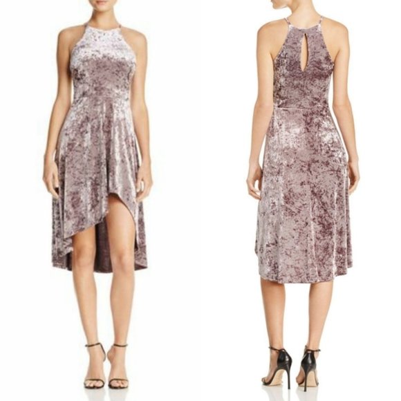 Aqua Dresses & Skirts - AQUA VELVET HIGH LOW HALTER DRESS